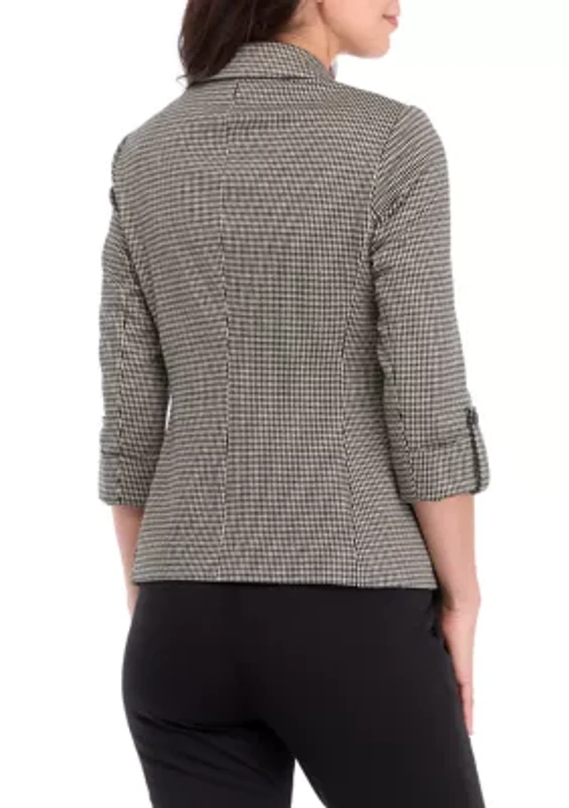 Petite Yarn Dye Knit One Button Notch Collar Jacket