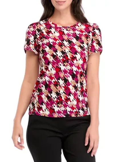 Petite Printed Short Tulip Sleeve Top