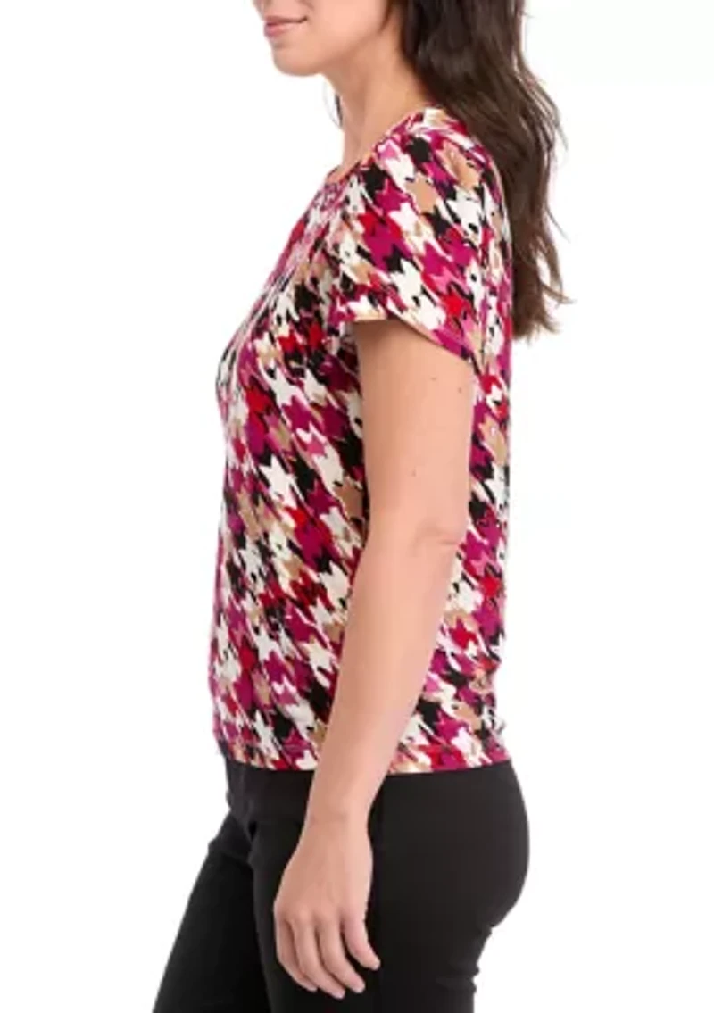 Petite Printed Short Tulip Sleeve Top