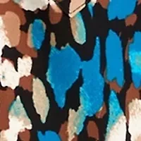 Women's Long Roll Tab Sleeve Collared Printed Button-Down Top
