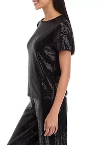 Petite Short Sleeve Shine Top