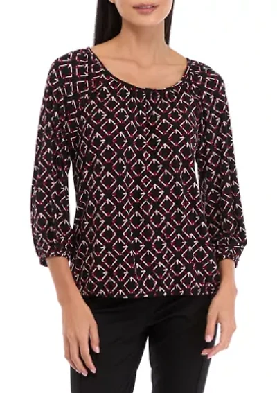 Petite 3/4 Peasant Top with Elastic Hem