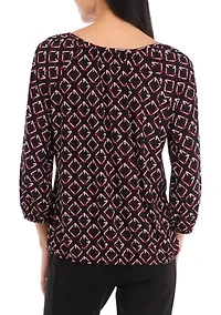 Petite 3/4 Peasant Top with Elastic Hem