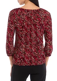Petite 3/4 Peasant Top with Elastic Hem