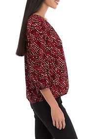 Petite 3/4 Peasant Top with Elastic Hem
