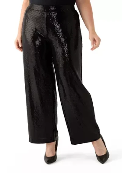 Plus Pull On Shine Dot Trousers