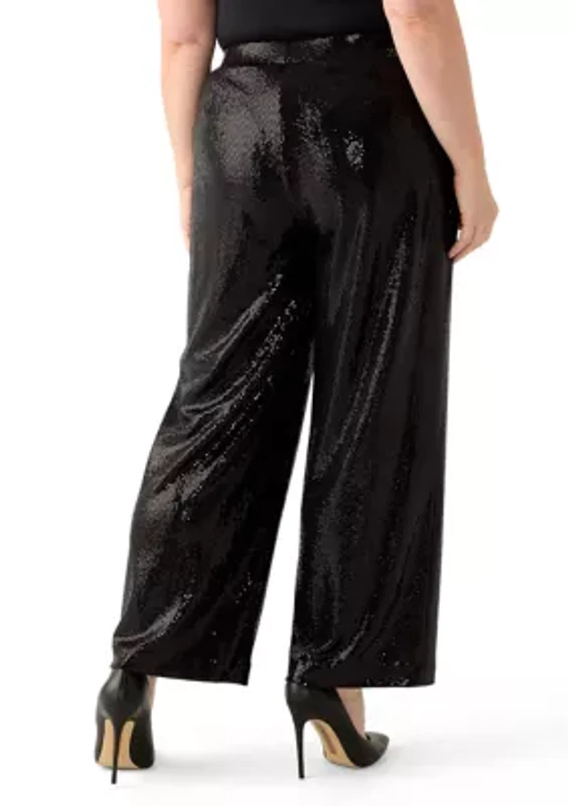 Plus Pull On Shine Dot Trousers