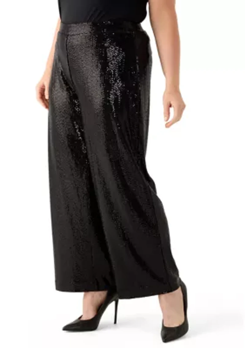 Plus Pull On Shine Dot Trousers