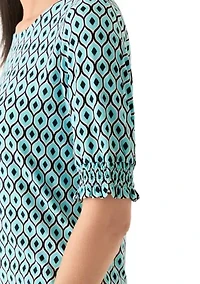 Women's Elbow Ruffle Sleeve Printed Top