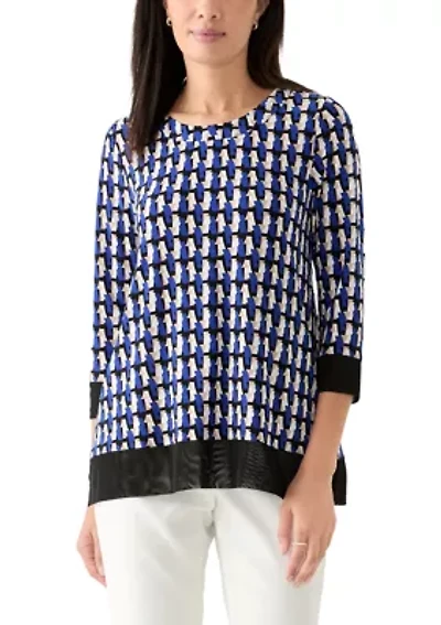Women's 3/4 Sleeve Geometric Print Tunic Top