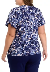 Plus Short Sleeve Pleated Top