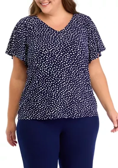 Plus Short Sleeve Pleated Top