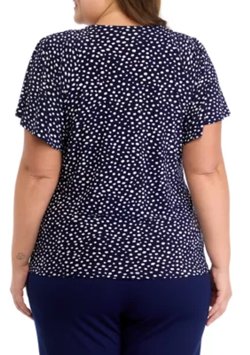 Plus Short Sleeve Pleated Top