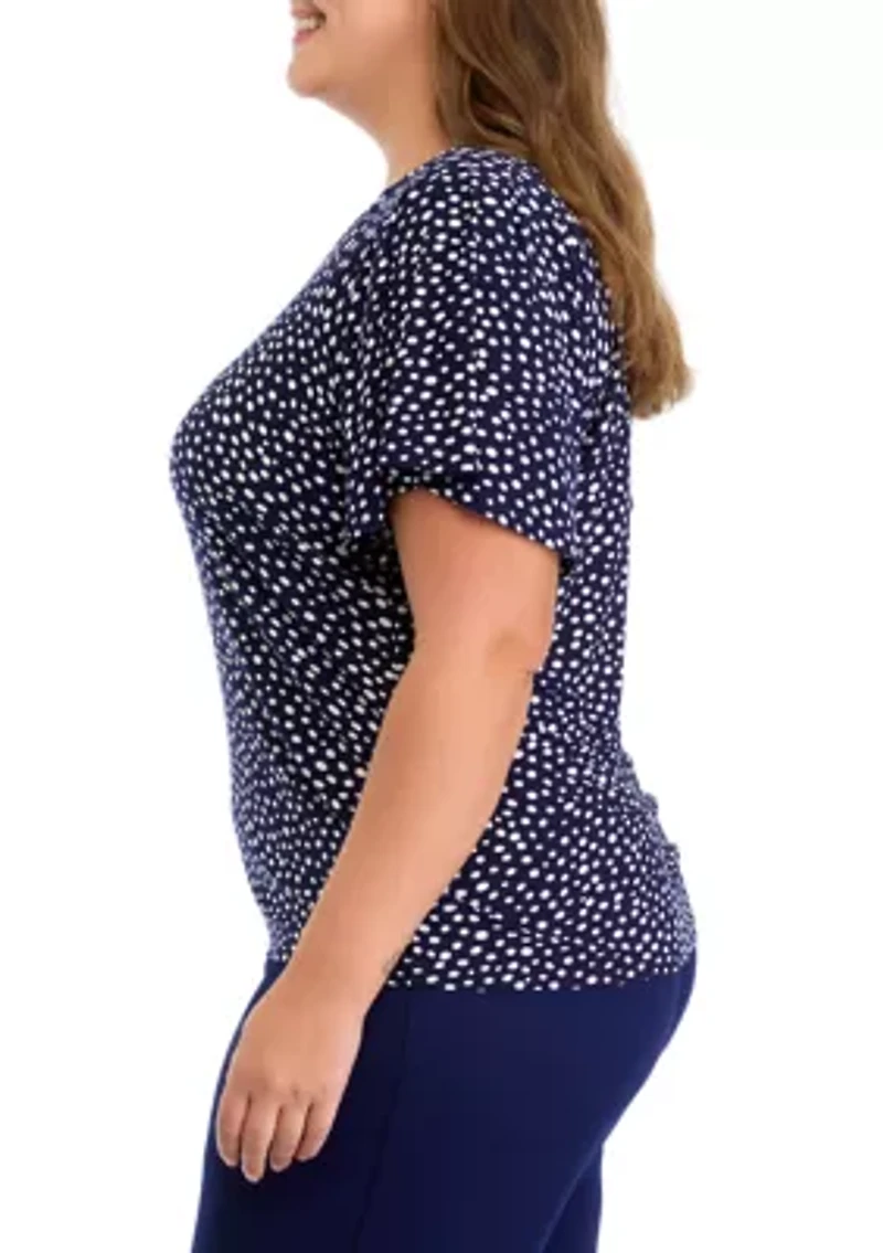 Plus Short Sleeve Pleated Top