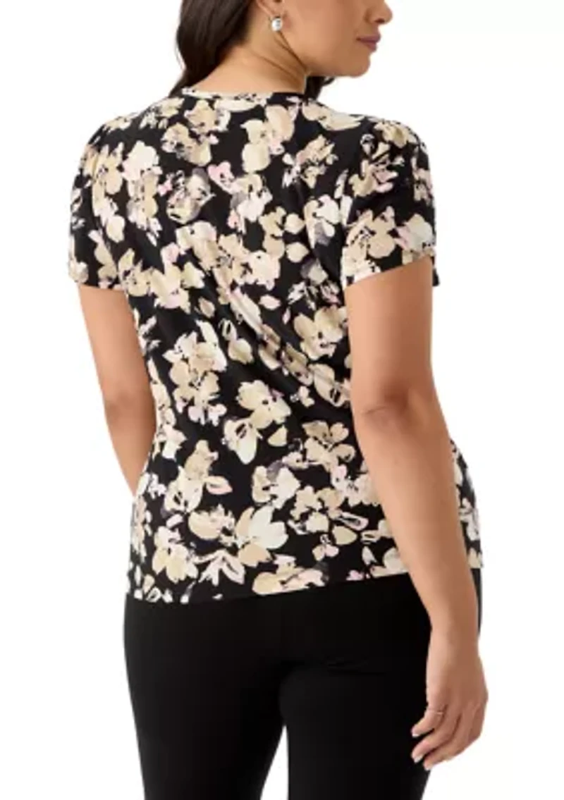 Women's Tulip Sleeves Floral Top