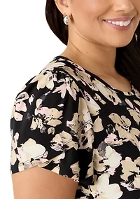 Women's Tulip Sleeves Floral Top