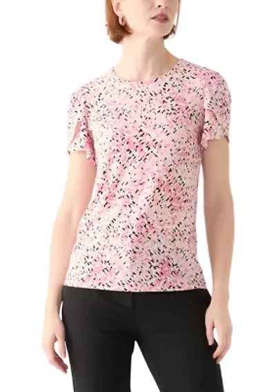 Women's Tulip Sleeve Printed Top