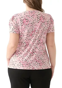 Plus Tulip Sleeve Printed Top