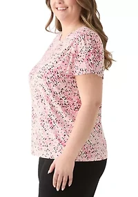 Plus Tulip Sleeve Printed Top