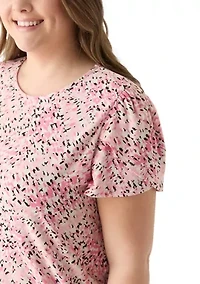 Plus Tulip Sleeve Printed Top