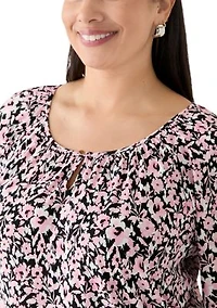 Plus Printed Drape Sleeve Blouse
