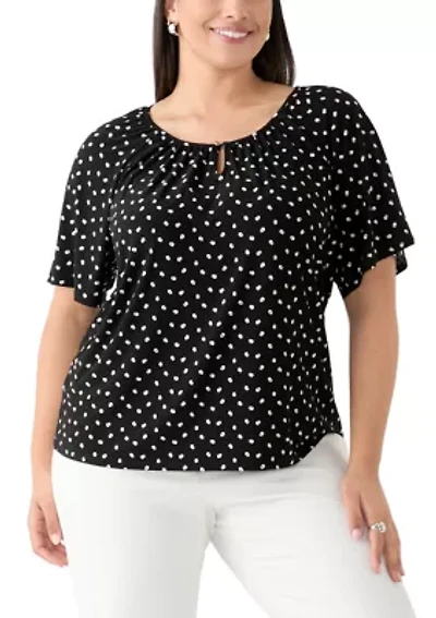 Plus Dot Printed Blouse