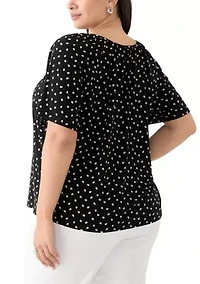 Plus Dot Printed Blouse
