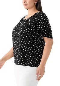 Plus Dot Printed Blouse