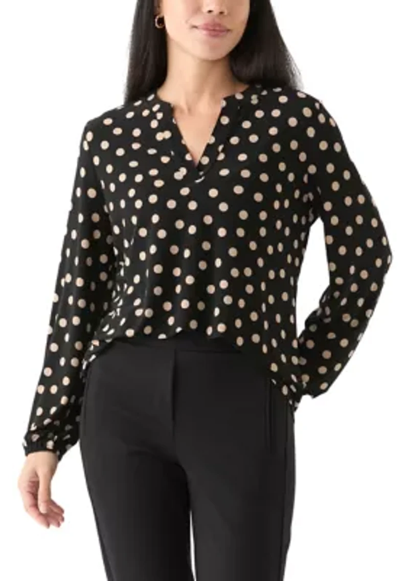 Petite Long Sleeve Knit Blouse