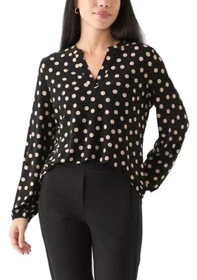 Petite Long Sleeve Knit Blouse