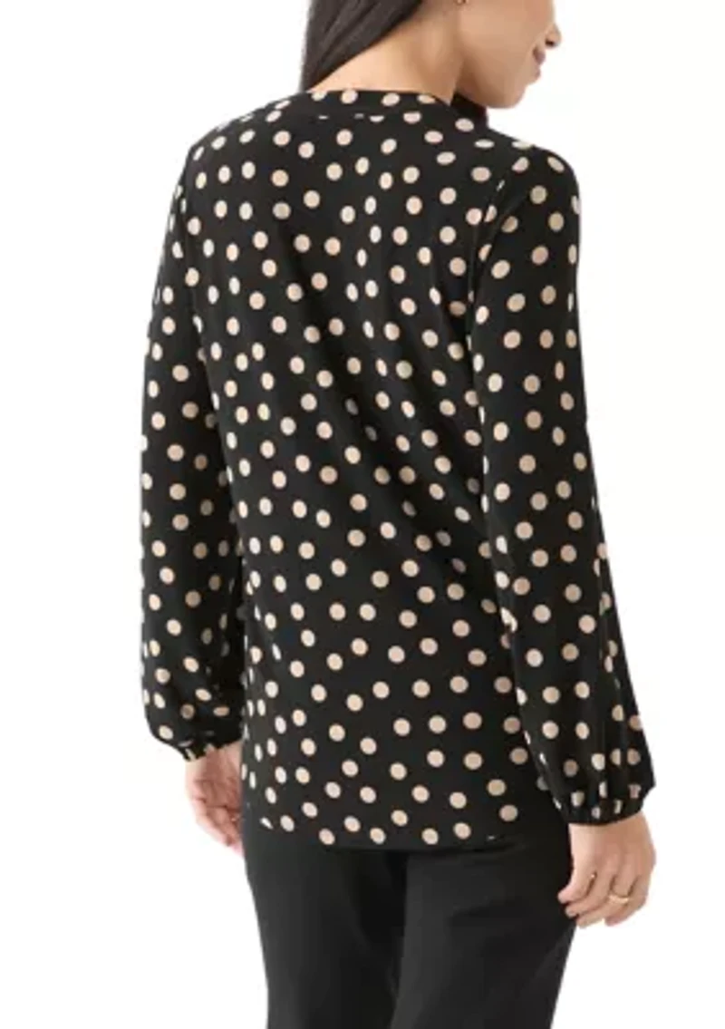 Petite Long Sleeve Knit Blouse