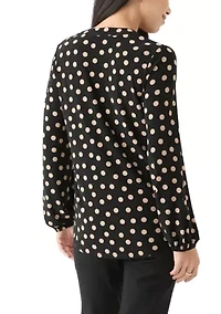 Petite Long Sleeve Knit Blouse