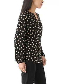 Petite Long Sleeve Knit Blouse
