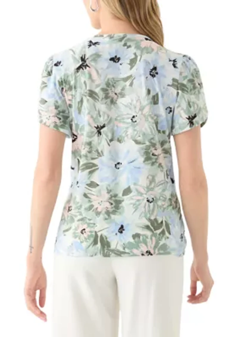 Petite Short Gathered Tulip Sleeve Top