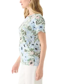 Petite Short Gathered Tulip Sleeve Top