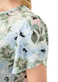Petite Short Gathered Tulip Sleeve Top