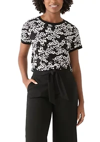 Petite Short Sleeve Button Back Top
