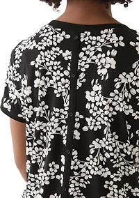 Petite Short Sleeve Button Back Top