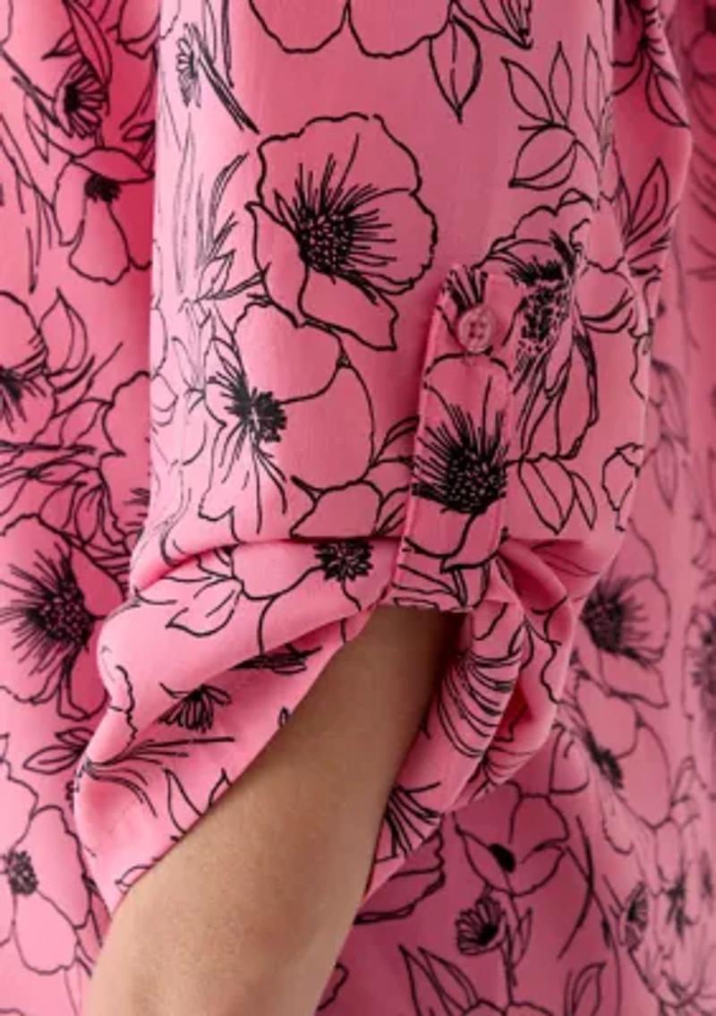 Women's Pink Dahlia Printed Blouse