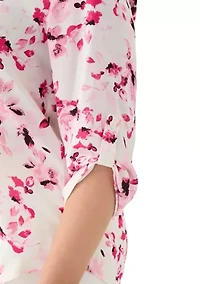 Plus Pleated Front Printed Top