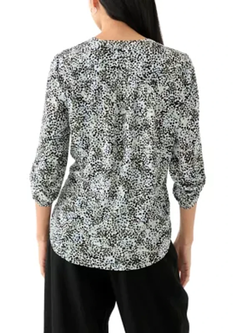 Petite Roll Tab Sleeve Printed Tunic