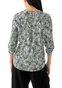 Petite Roll Tab Sleeve Printed Tunic