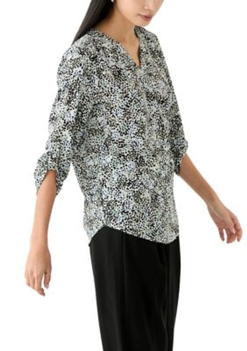 Petite Roll Tab Sleeve Printed Tunic