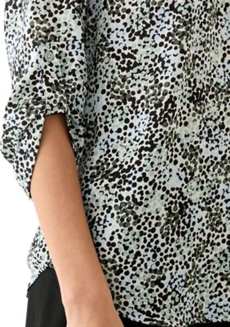 Petite Roll Tab Sleeve Printed Tunic