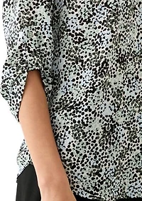 Petite Roll Tab Sleeve Printed Tunic