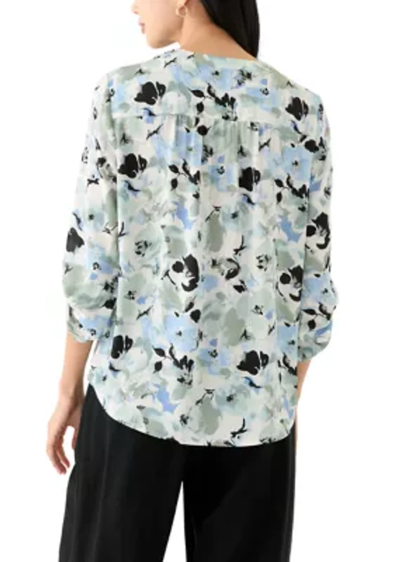 Petite Roll Tab Sleeve Printed Tunic