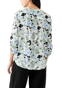 Petite Roll Tab Sleeve Printed Tunic