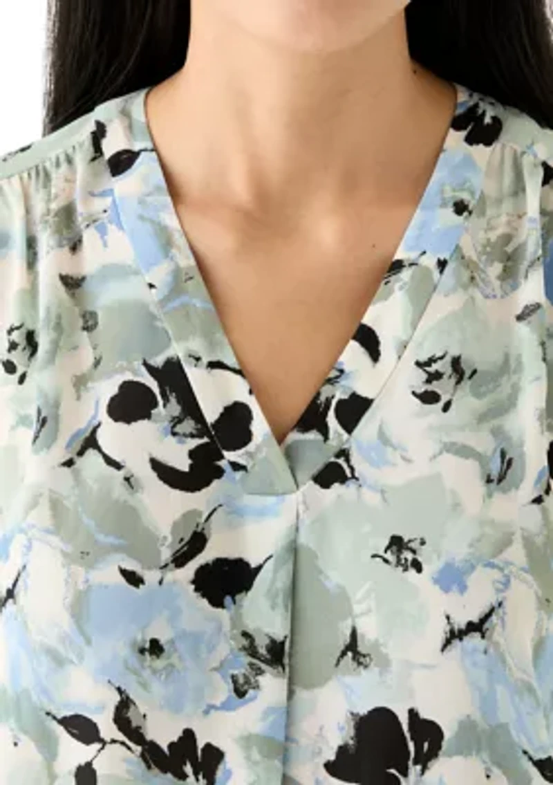 Petite Roll Tab Sleeve Printed Tunic