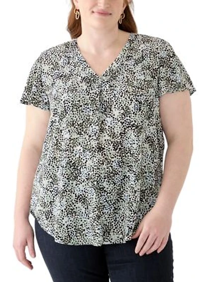Plus Printed Flutter Sleeve Blouse