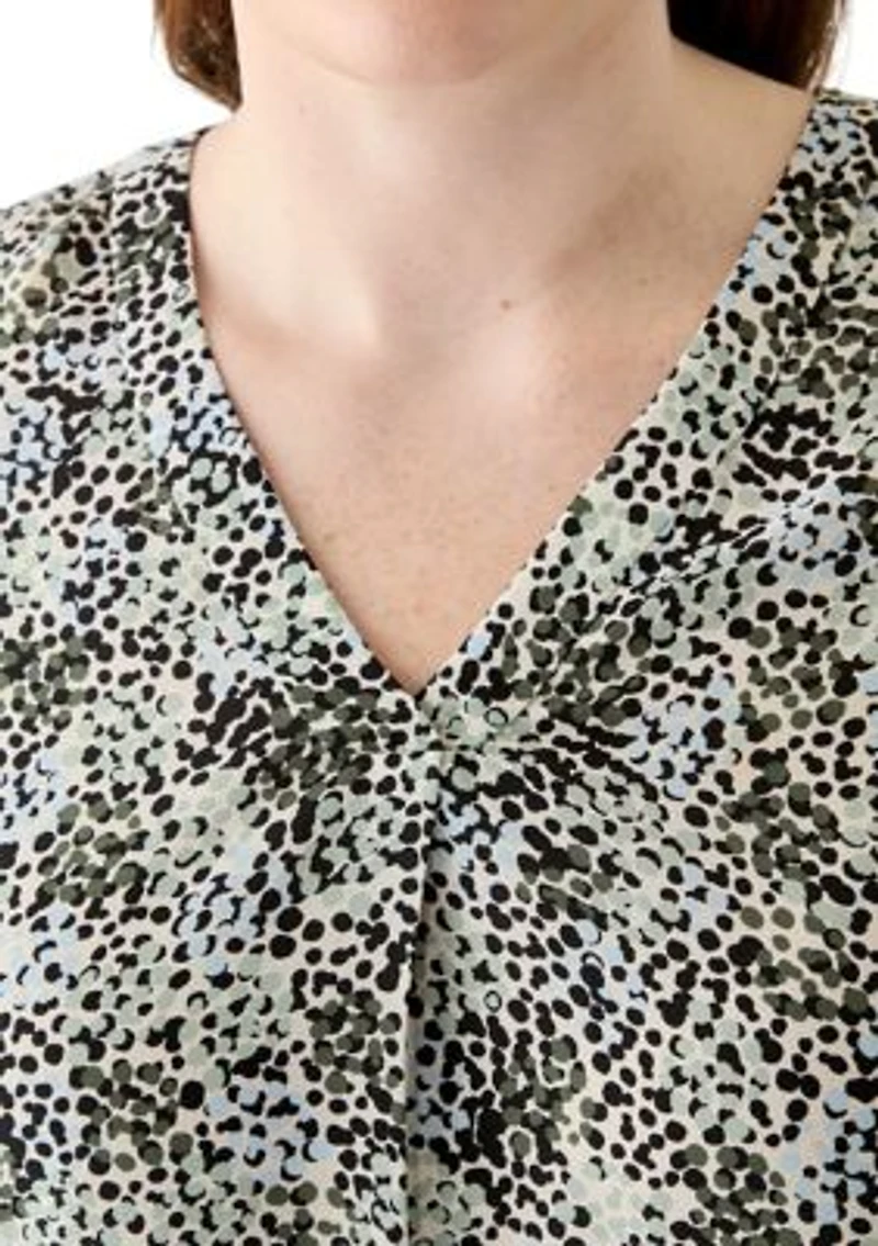 Plus Printed Flutter Sleeve Blouse